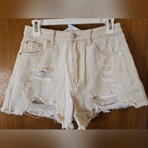 Miou Muse Distressed Denim High Waist Shorts NWT SIZE Medium